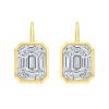Rahaminov Diamond Mosaic Bezel Set Rectangular Drop Earrings in Yellow Gold, 3.39 cttw