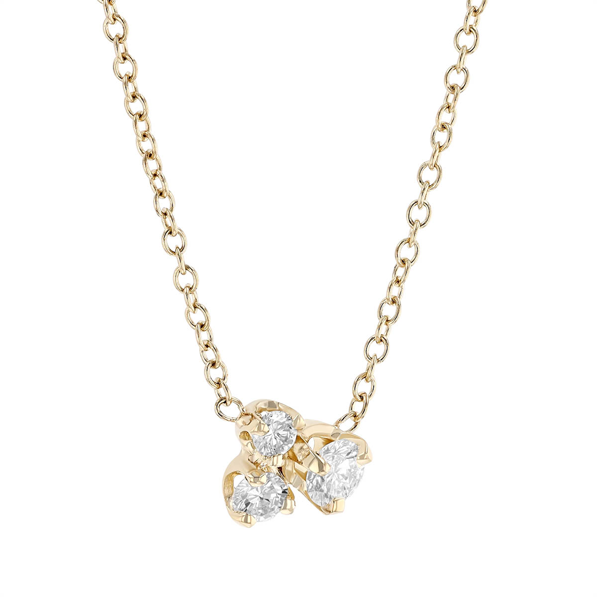 Zoe Chicco Large 3 Mixed Diamond Trio Necklace in Yellow Gold, 14-15-16