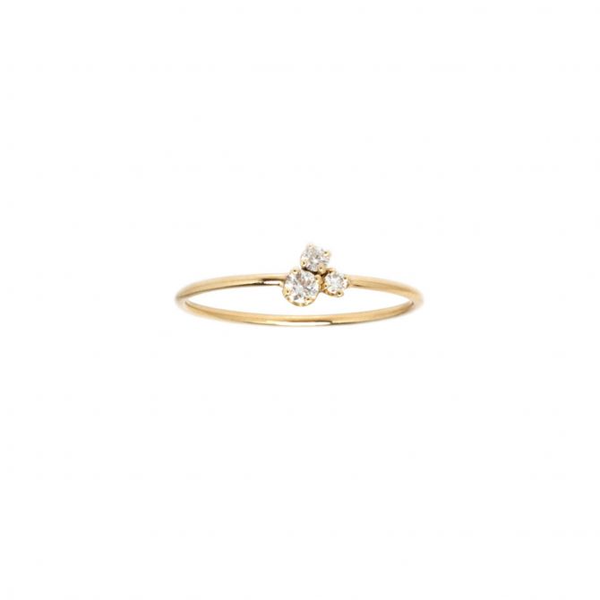 Zoe Chicco Large 3 Mixed Diamond Trio Ring in Yellow Gold