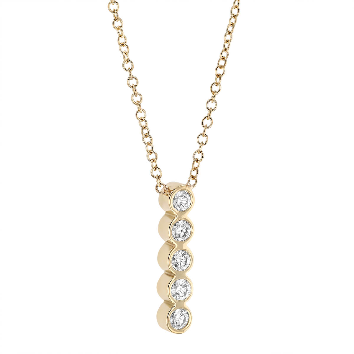 Zoe Chicco Vertical 5 Diamond Bezel Bar Necklace in Yellow Gold, 18