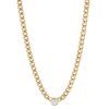 Zoe Chicco Yellow Gold Small Curb Chain Necklace with Floating Diamond, 16"