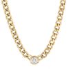 Zoe Chicco Yellow Gold Small Curb Chain Necklace with Floating Diamond, 16"
