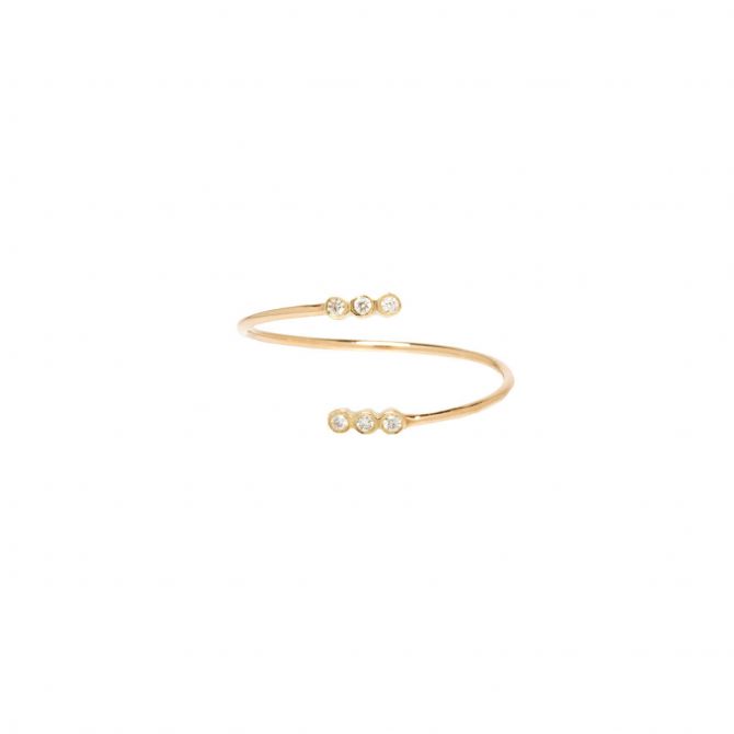 Zoe Chicco Tiny Diamond Bezel Bypass Ring in Yellow Gold