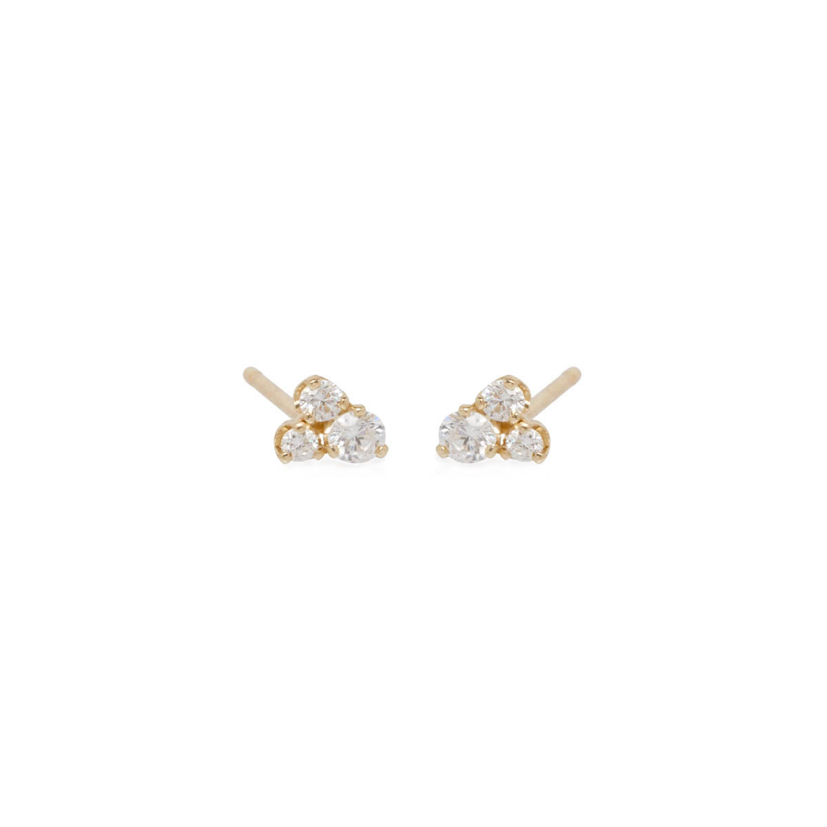 Zoe Chicco Small 3 Mixed Diamond Trio Stud Earrings in Yellow Gold