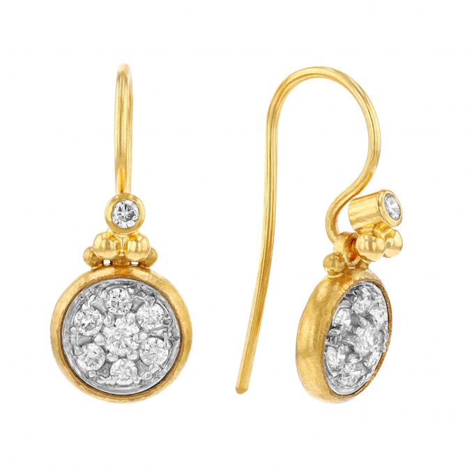 Gurhan Vertigo Sterling Silver & 24K Yellow Gold Diamond Disc Drop Earrings