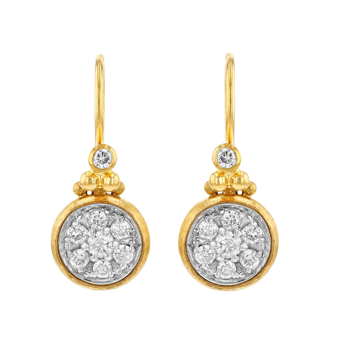 Gurhan Vertigo Sterling Silver & 24K Yellow Gold Diamond Disc Drop Earrings