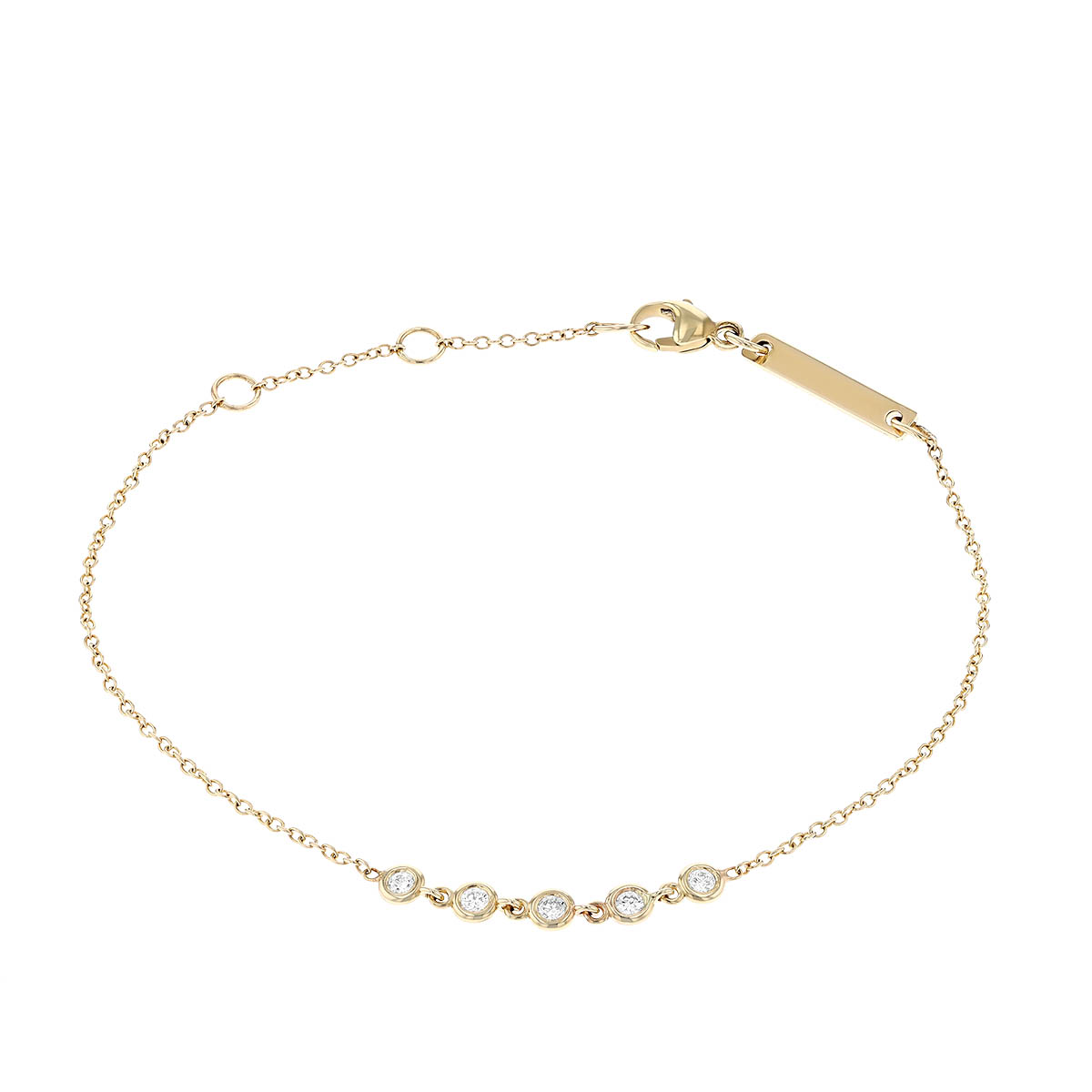 Zoe Chicco 5 Linked Floating Diamond Bezel Set Bracelet in Yellow Gold