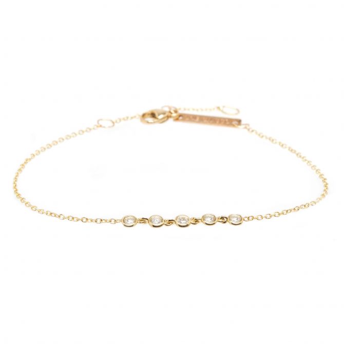 Zoe Chicco 5 Linked Floating Diamond Bezel Set Bracelet in Yellow Gold
