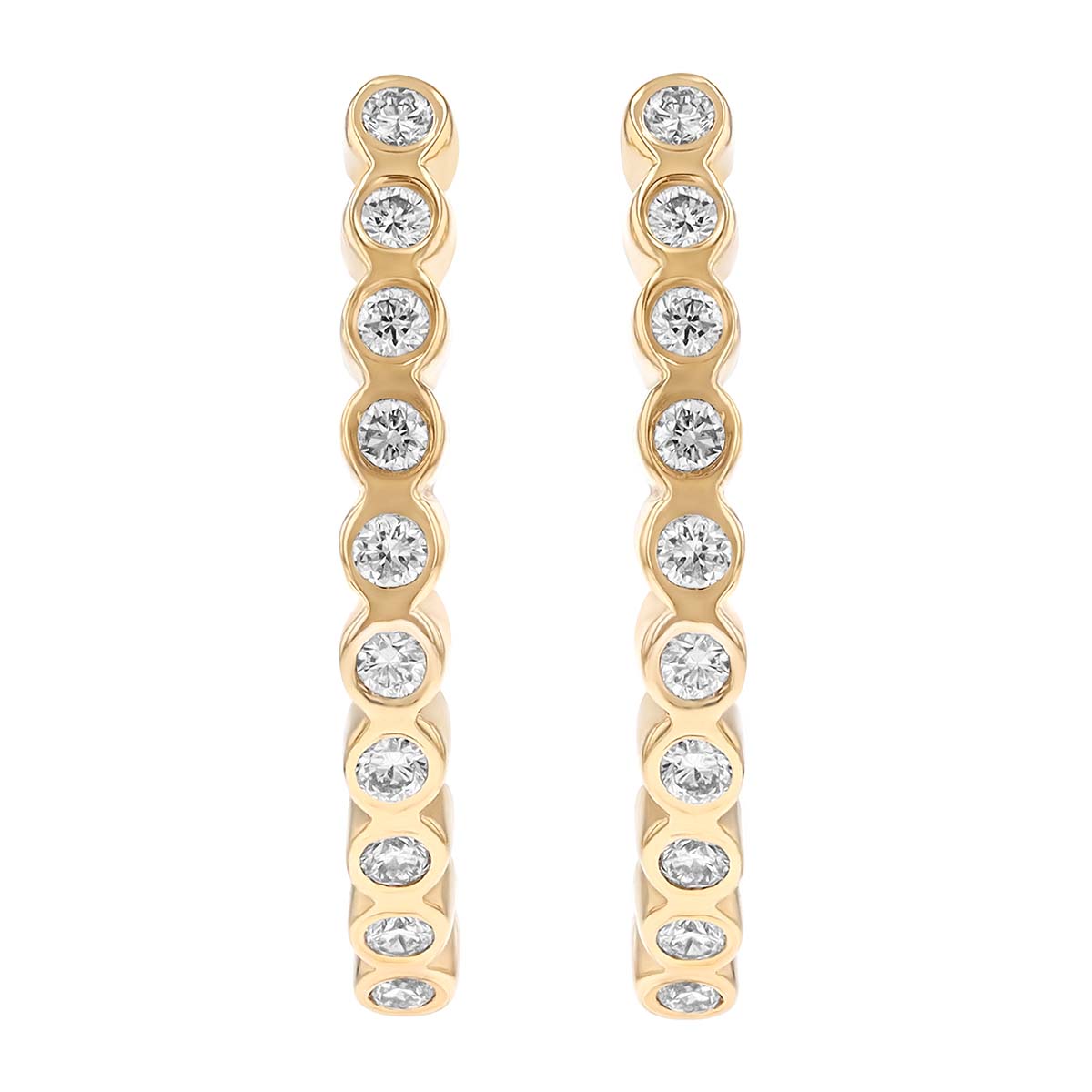 Zoe Chicco 10 Tiny Diamond Bezel Curved Bar Drop Earrings in Yellow Gold