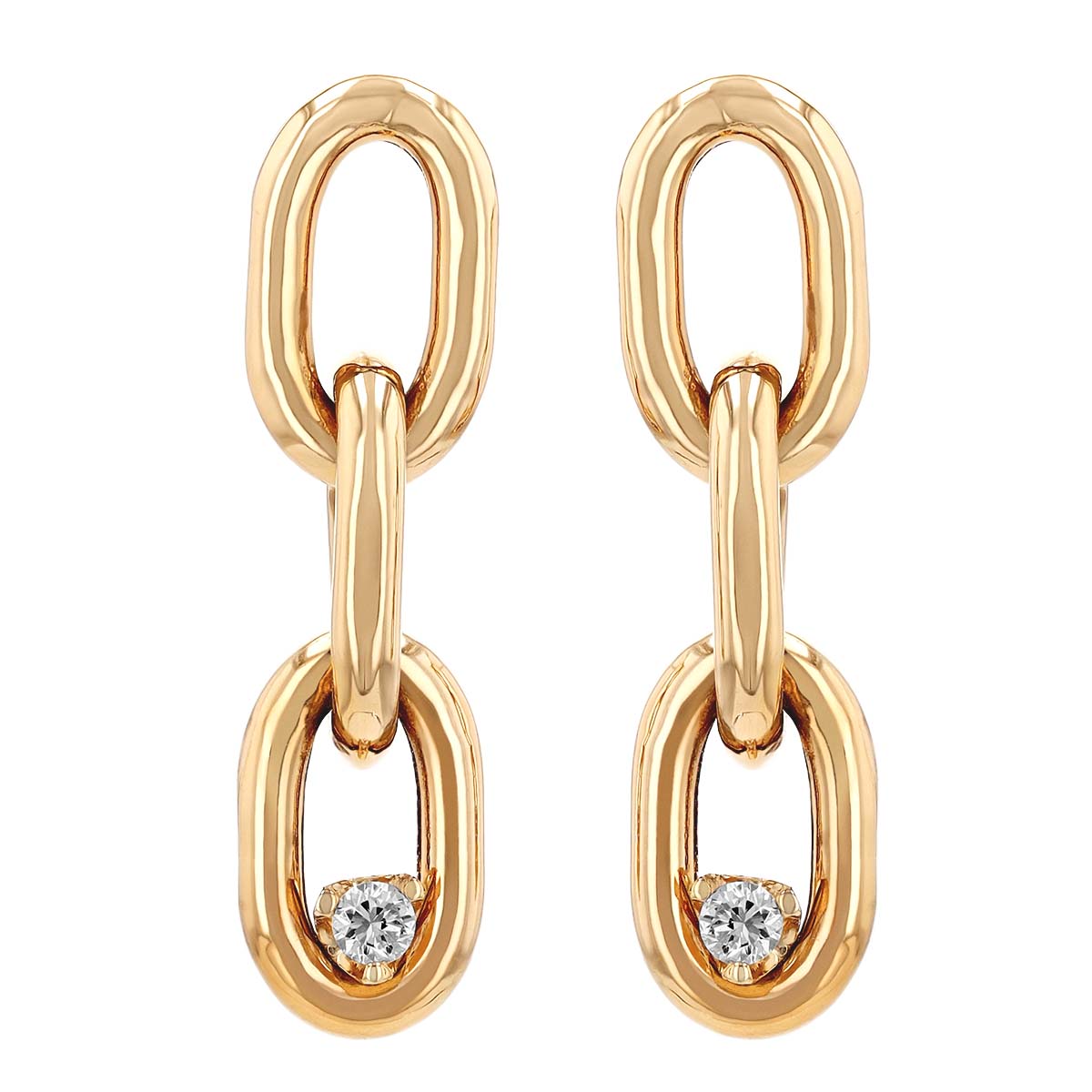 Zoe Chicco Yellow Gold XXL Square Oval Link Chain Drop Earrings with Diamonds