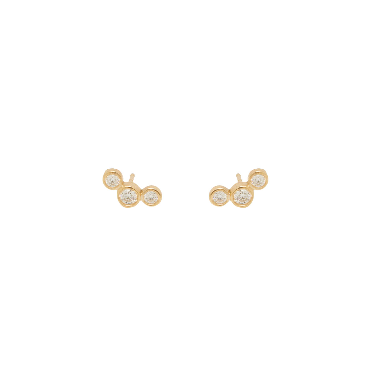 Zoe Chicco Graduated Bezel Diamond Trio Stud Earrings in Yellow Gold