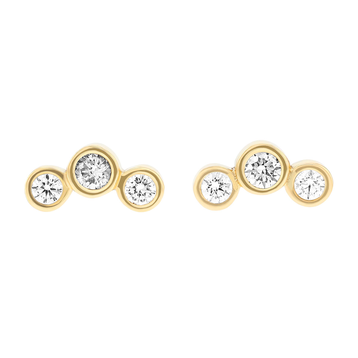 Zoe Chicco Graduated Bezel Diamond Trio Stud Earrings in Yellow Gold