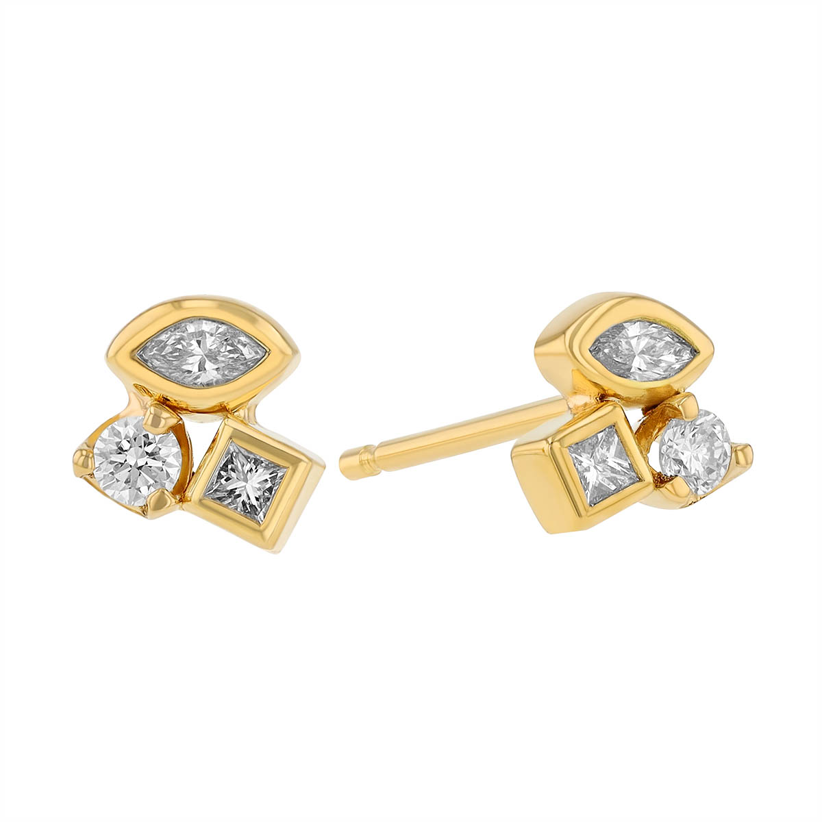 Zoe Chicco Mixed Cut Diamond Cluster Stud Earrings in Yellow Gold