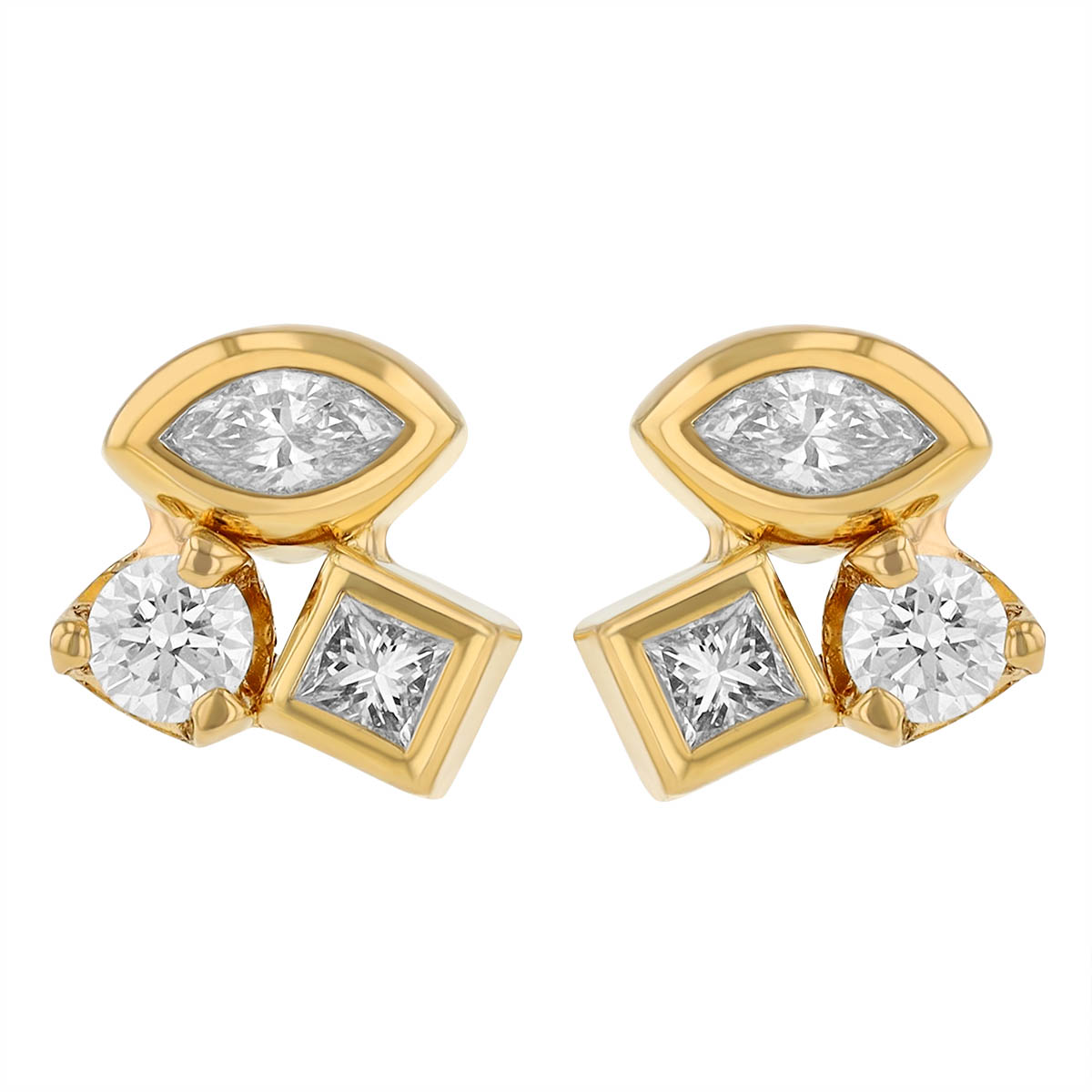 Zoe Chicco Mixed Cut Diamond Cluster Stud Earrings in Yellow Gold