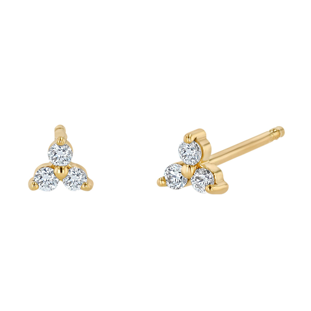 Zoe Chicco Tiny Prong Diamond Trio Stud Earrings in Yellow Gold