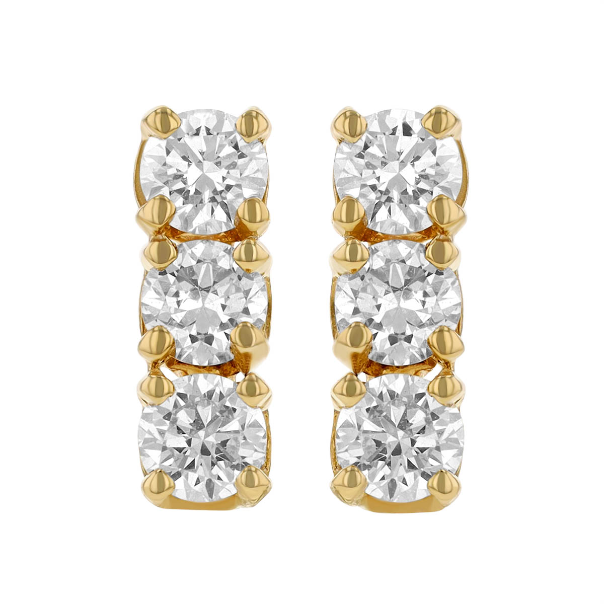 Zoe Chicco 3 Diamond Prong Bar Stud Earrings in Yellow Gold