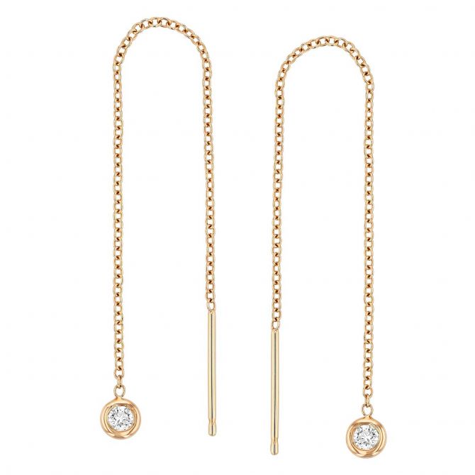 Zoe Chicco Floating Diamond Threader Earrings in Yellow Gold