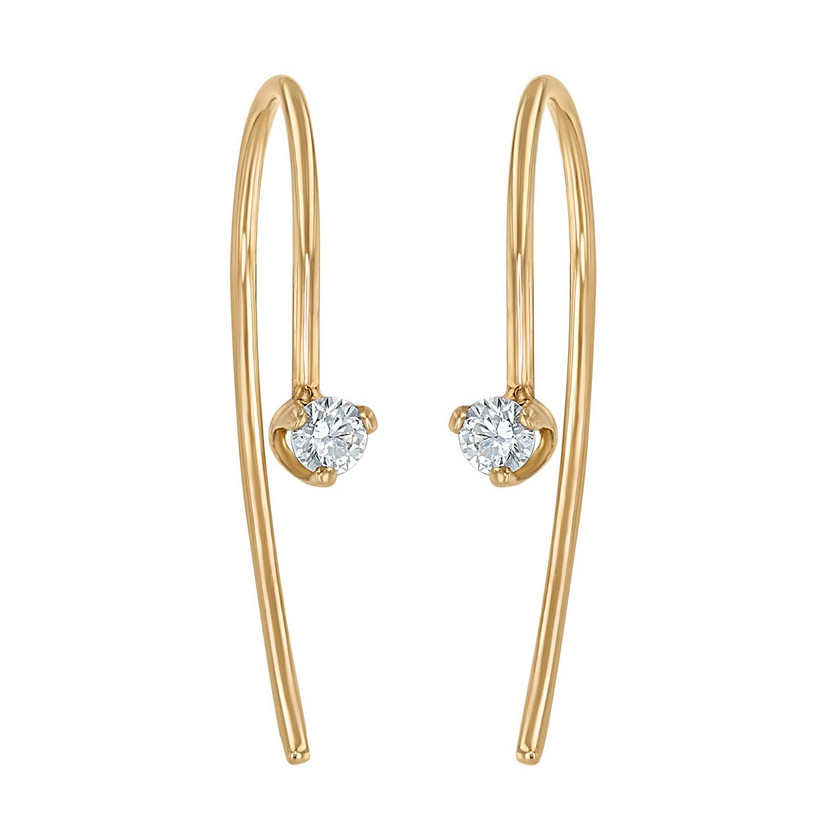 Zoe Chicco Diamond Prong Set Short Wire Threader Earrings in Yellow Gold