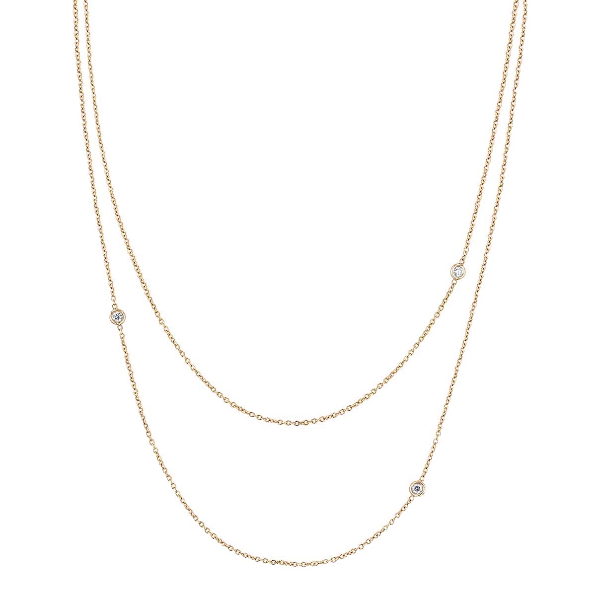 Zoe Chicco 3 Floating Diamond Cable Chain Layered Station Necklace in Yellow Gold, 18