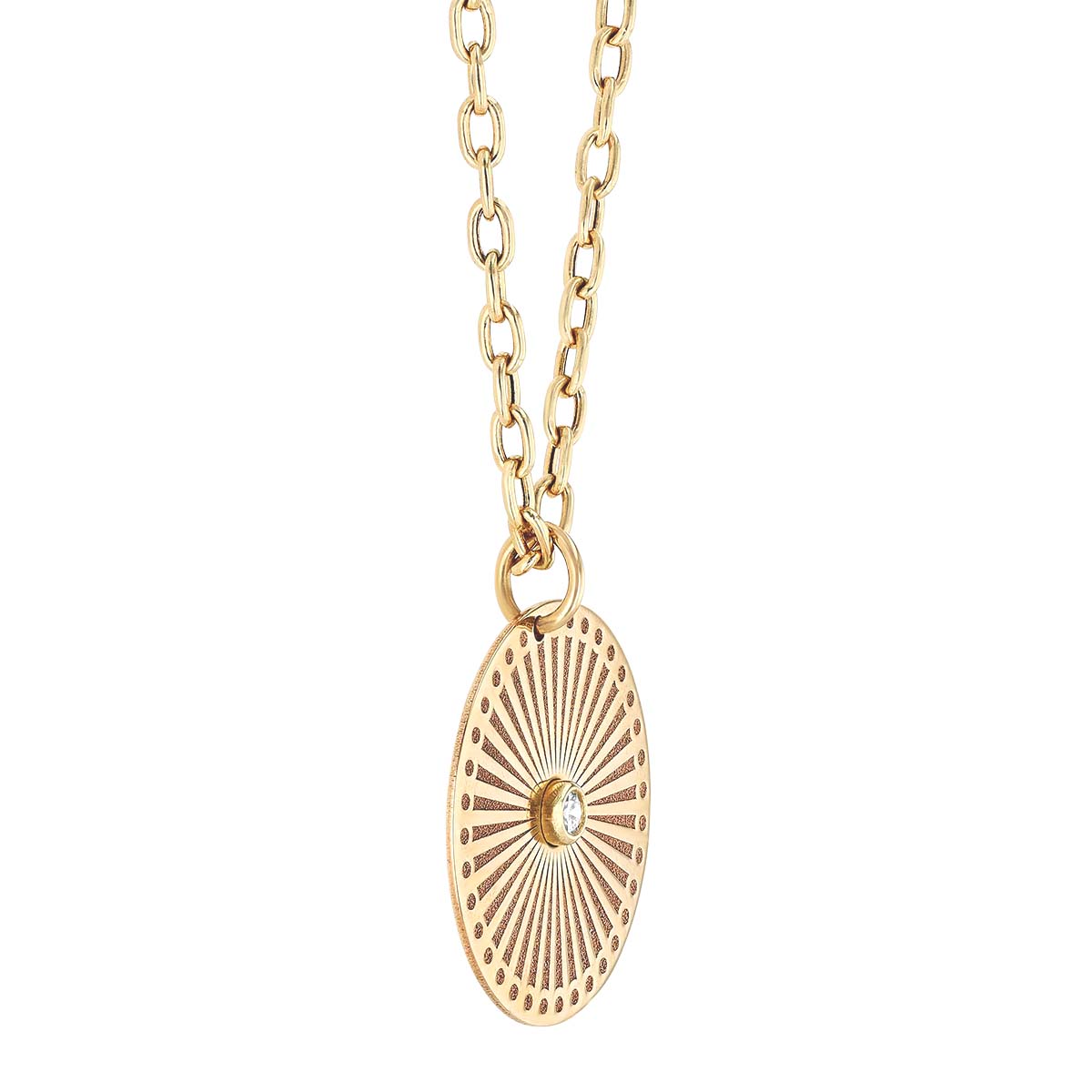 Zoe Chicco Yellow Gold Medium Sunbeam Medallion Pendant with Diamond, 22