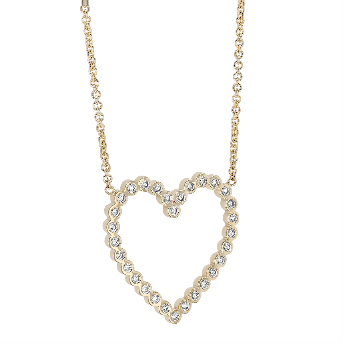 Zoe Chicco Diamond Bezel Set Open Heart Necklace in Yellow Gold, 20