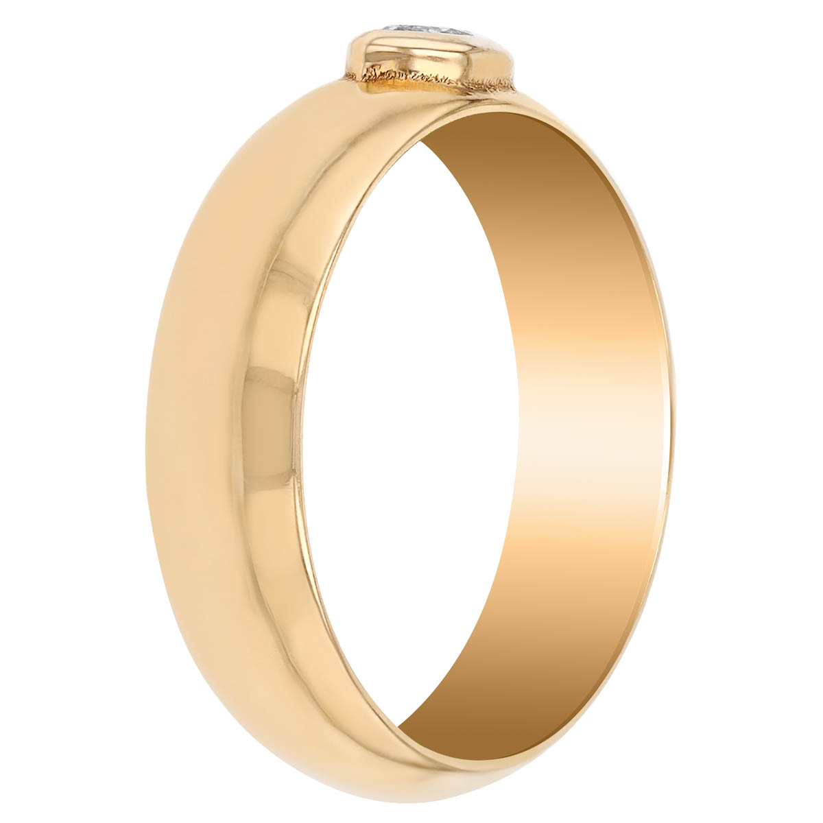 Zoe Chicco Yellow Gold Half Round Band Ring with Marquise Diamond