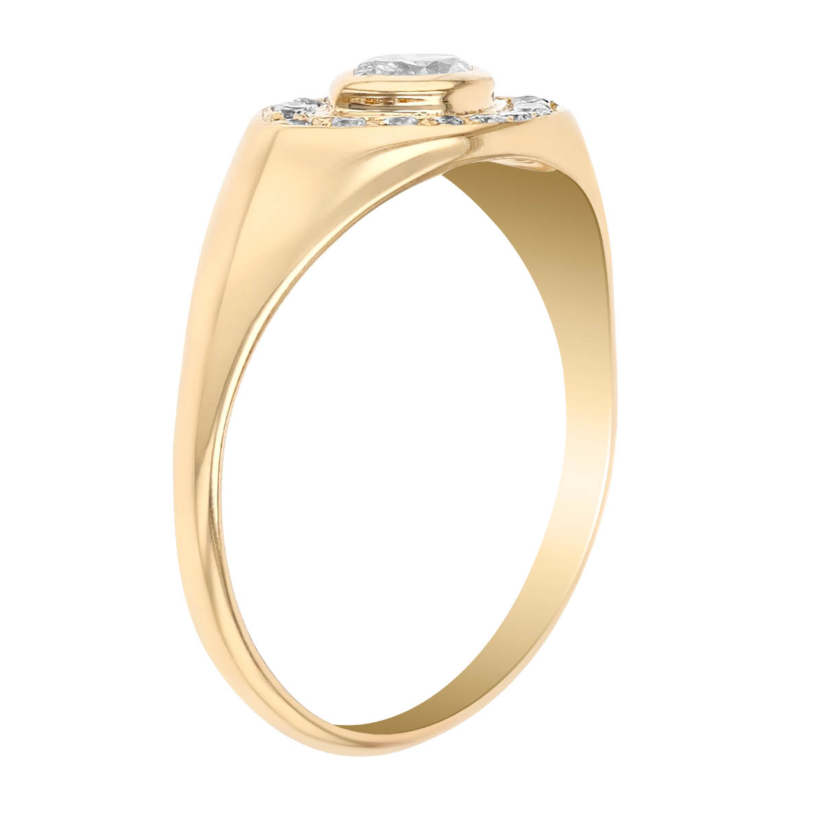 Zoe Chicco Marquise Diamond Halo Signet Ring in Yellow Gold