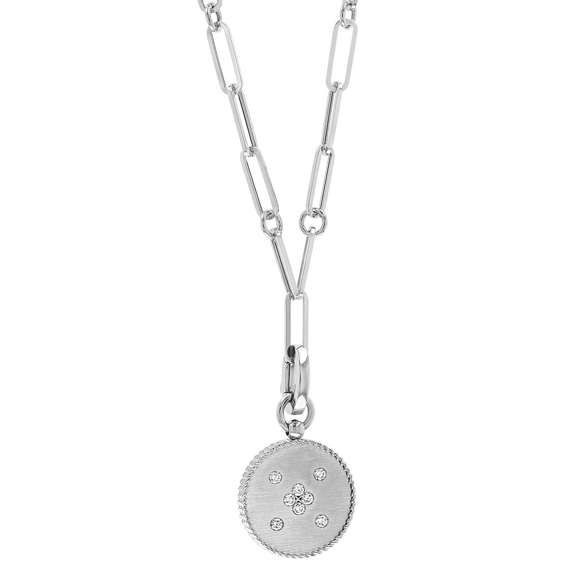 Roberto Coin Venetian Princess Diamond Medallion Pendant in White Gold, 19.5