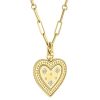 Roberto Coin Large Heart Medallion Pendant with Scattered Diamonds in Yellow Gold