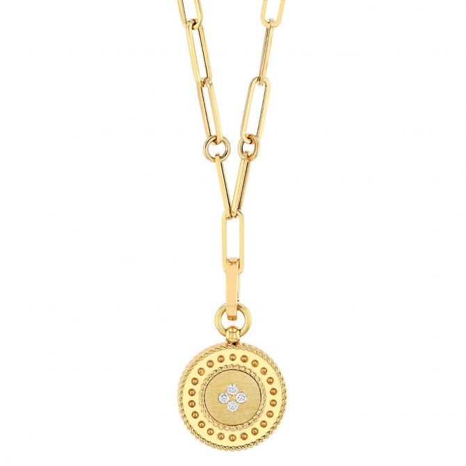 Roberto Coin Venetian Princess Diamond Medallian Pendant in Yellow Gold, 19"