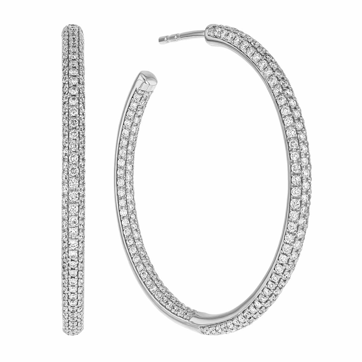 Diamond Pavé Inside Out Hoop Earrings in White Gold, 1.46 cttw | Borsheims