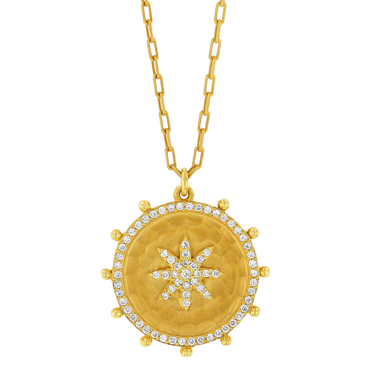 Marika Diamond Starburst Medallion Pendant in Yellow Gold, 18