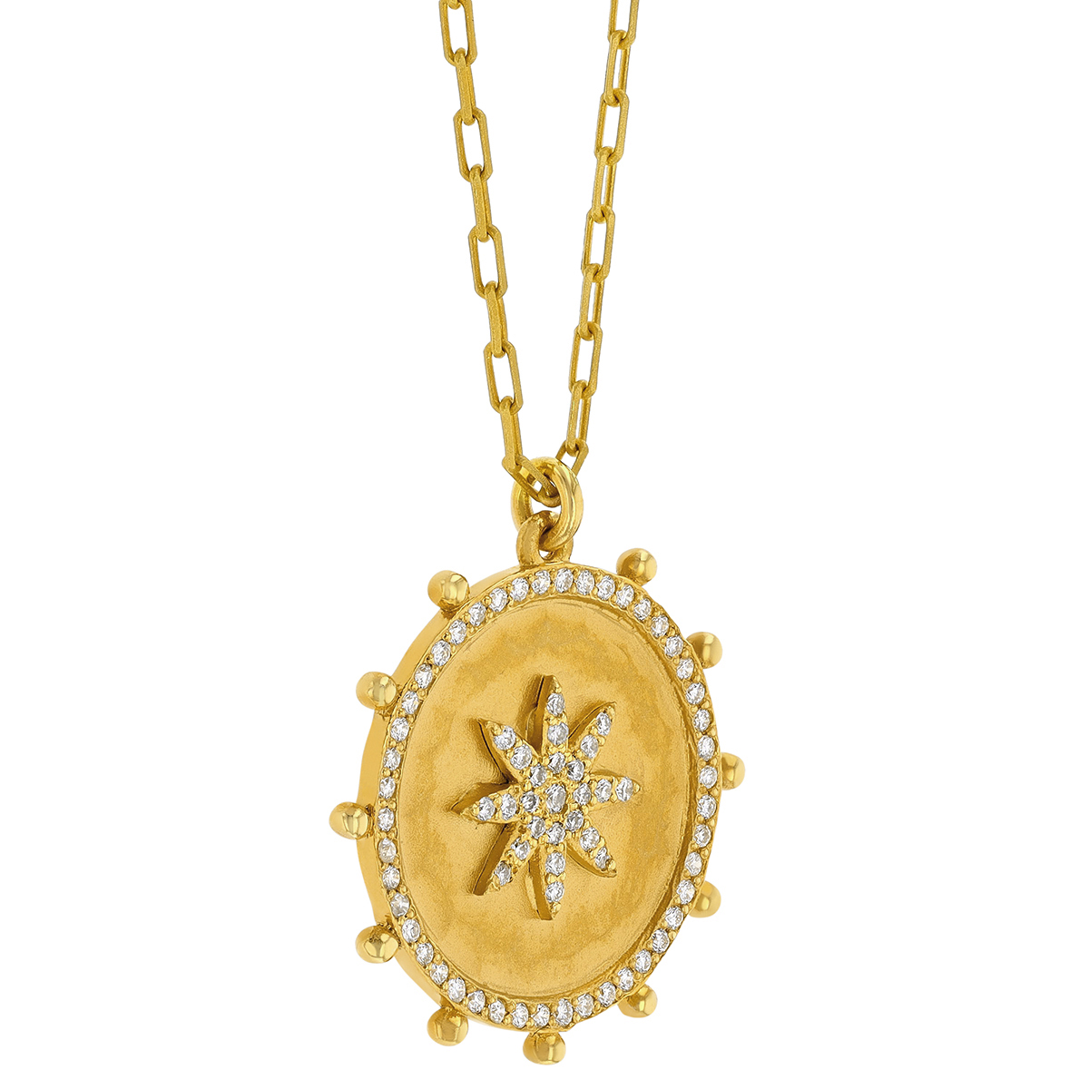 Marika Diamond Starburst Medallion Pendant in Yellow Gold, 18