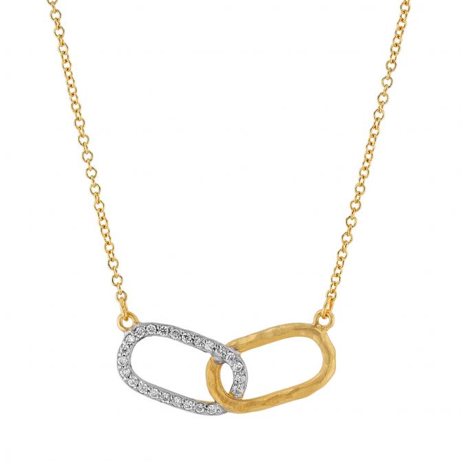 Marika Diamond & Yellow Gold Double Interlocking Link Pendant, 17"