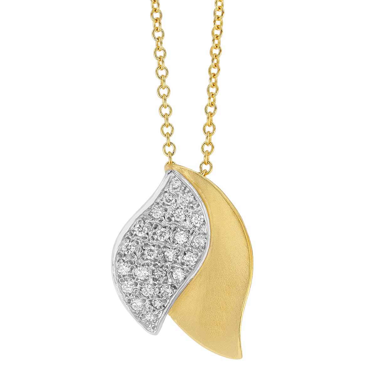 Marika Diamond Pavé 2 Petal Pendant in Yellow & White Gold, 18