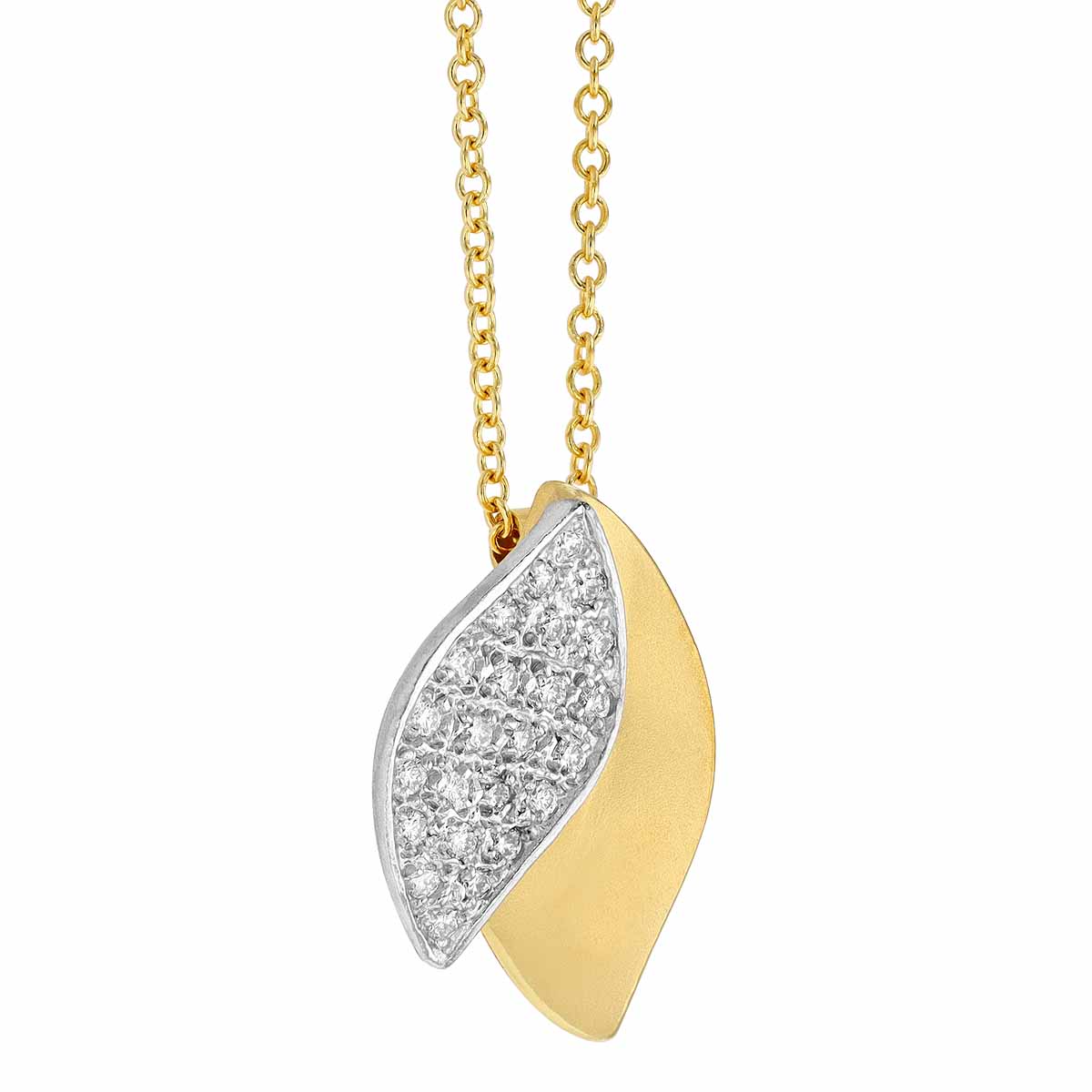 Marika Diamond Pavé 2 Petal Pendant in Yellow & White Gold, 18