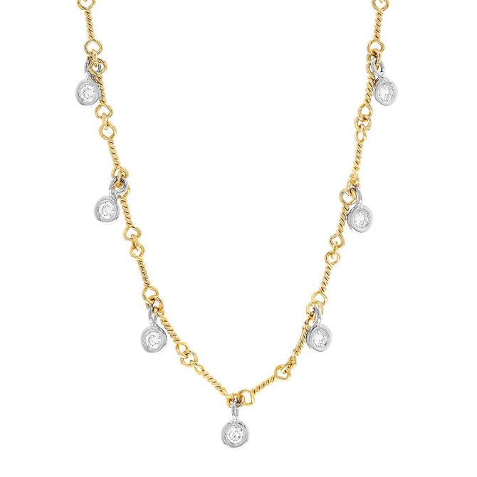 Roberto Coin Diamonds By the Inch 7 Drop Station Necklace in White
