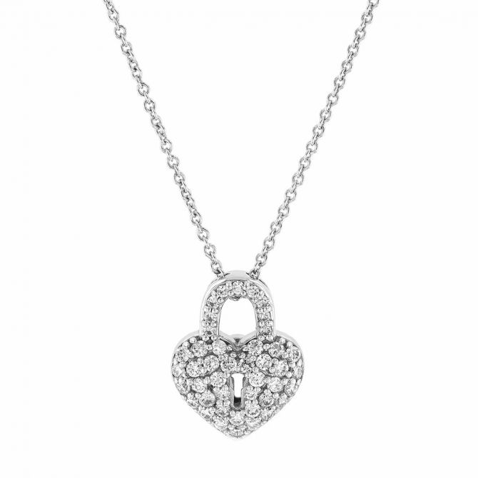 Tiffany Lock Pendant in White Gold with Diamonds