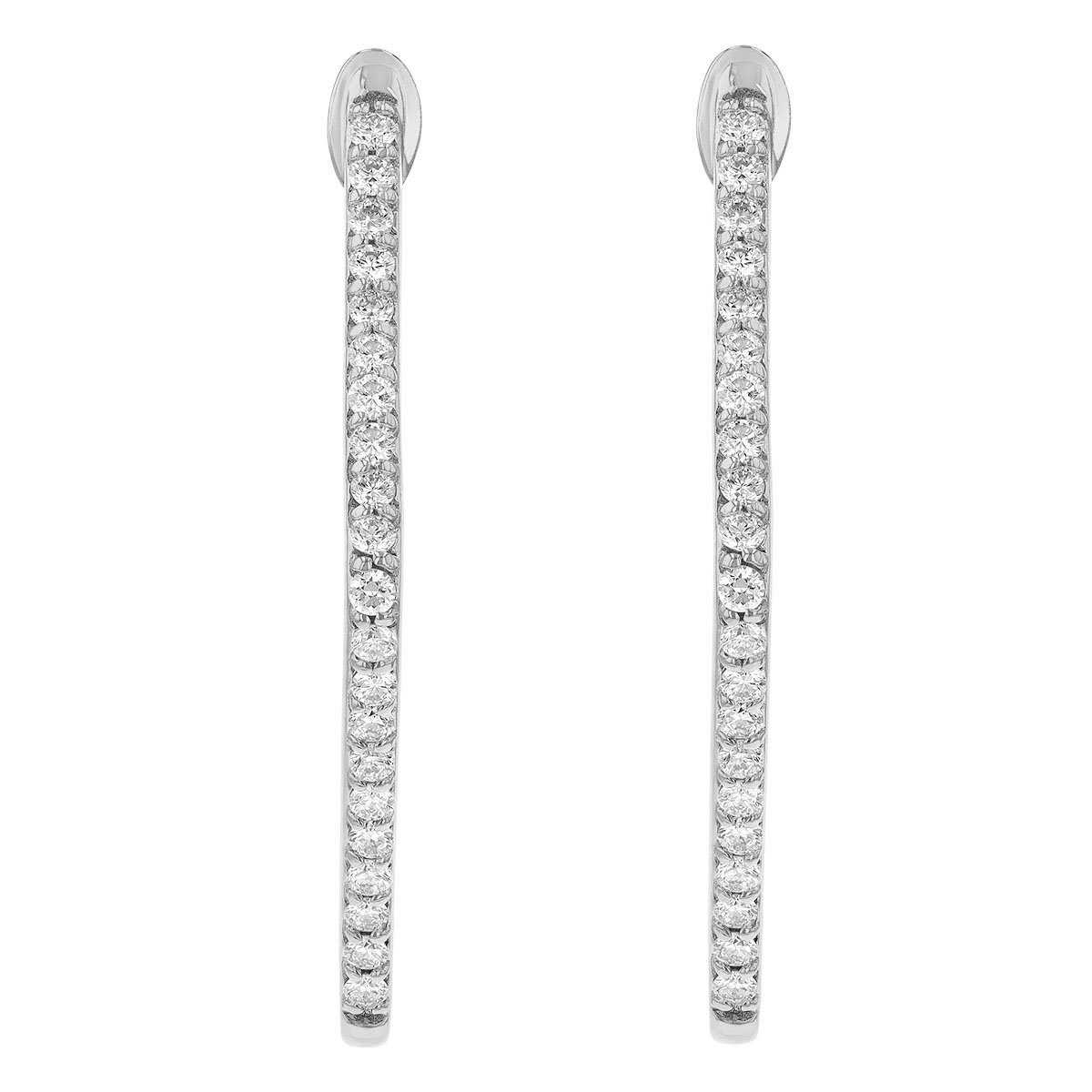 Roberto Coin Perfect Diamond Inside Out Square Hoop Earrings in White Gold, 0.84 cttw