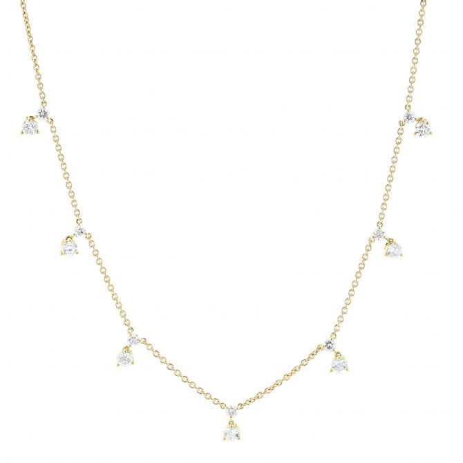 Prong Diamond Drop Station Necklace 