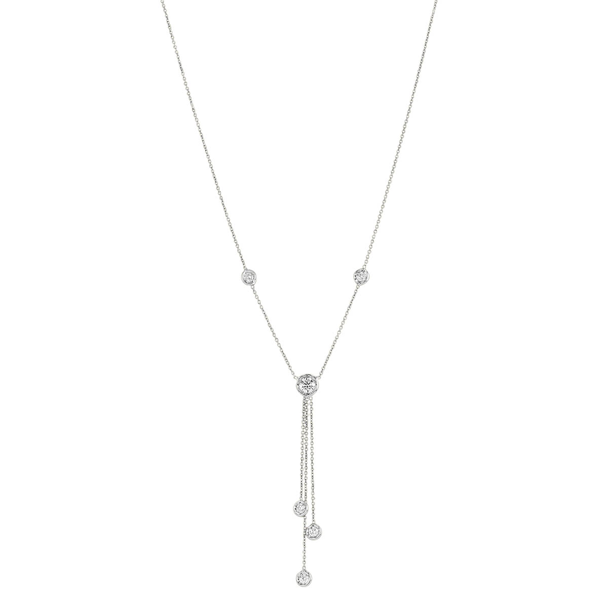 Roberto Coin Diamond Bezel Set Lariat Necklace in White Gold, 18