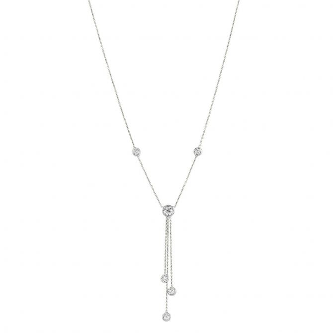 Roberto Coin Diamond Bezel Set Lariat Necklace in White Gold, 18"