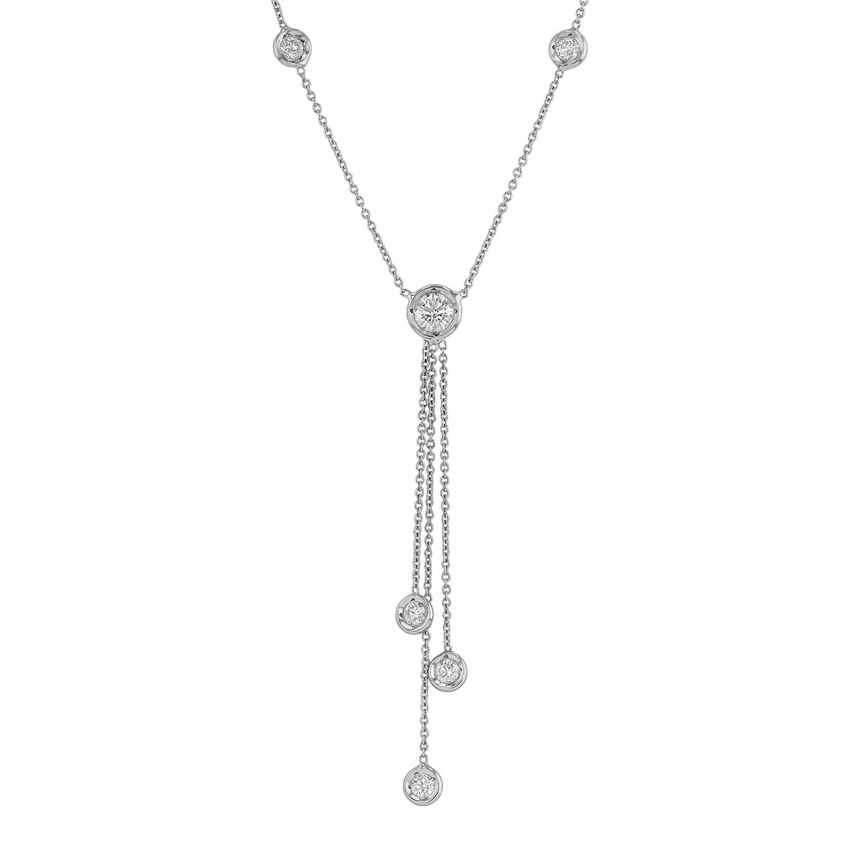 Roberto Coin Diamond Bezel Set Lariat Necklace in White Gold, 18