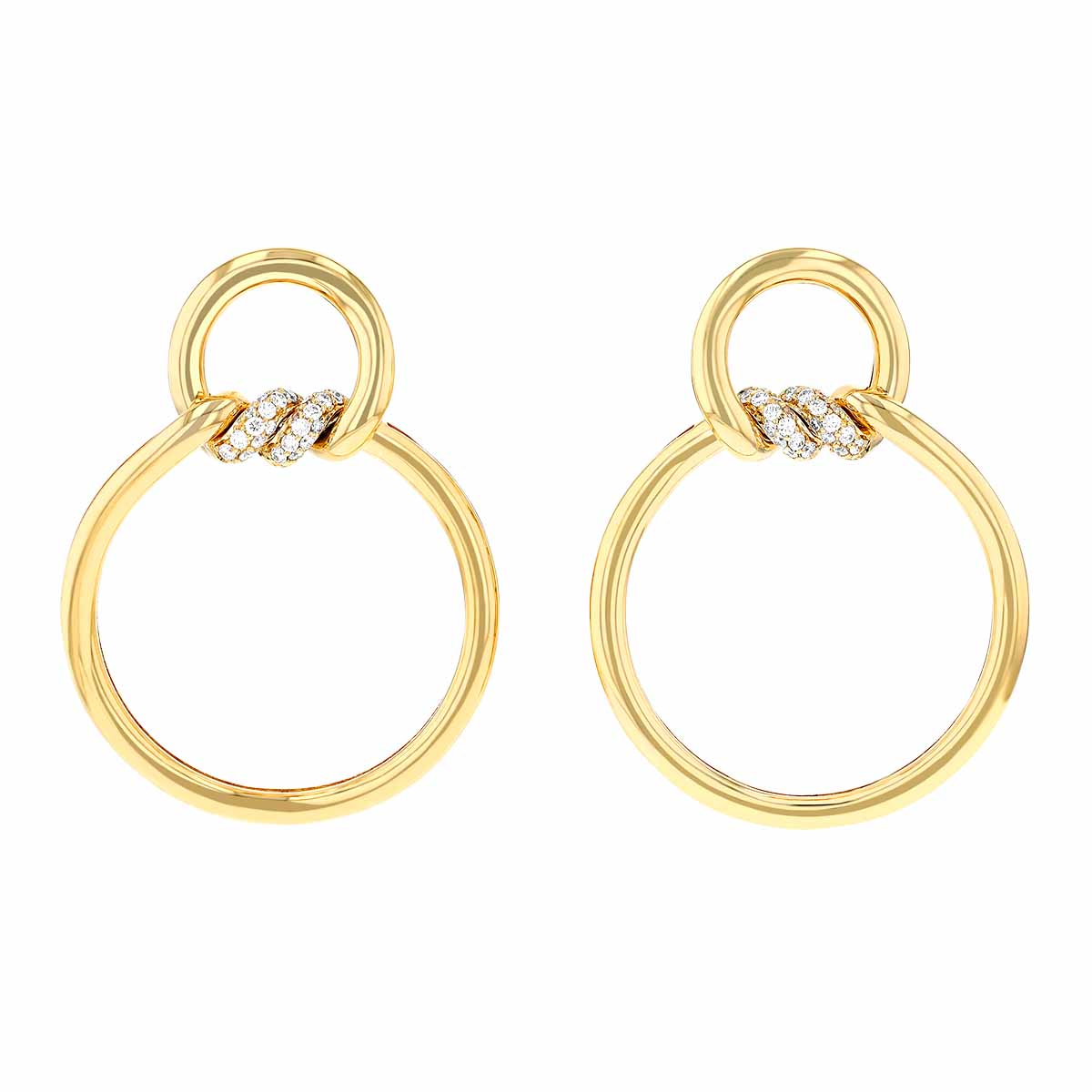 Roberto Coin Cialoma Diamond Twisted Circle Drop Earrings in Yellow Gold