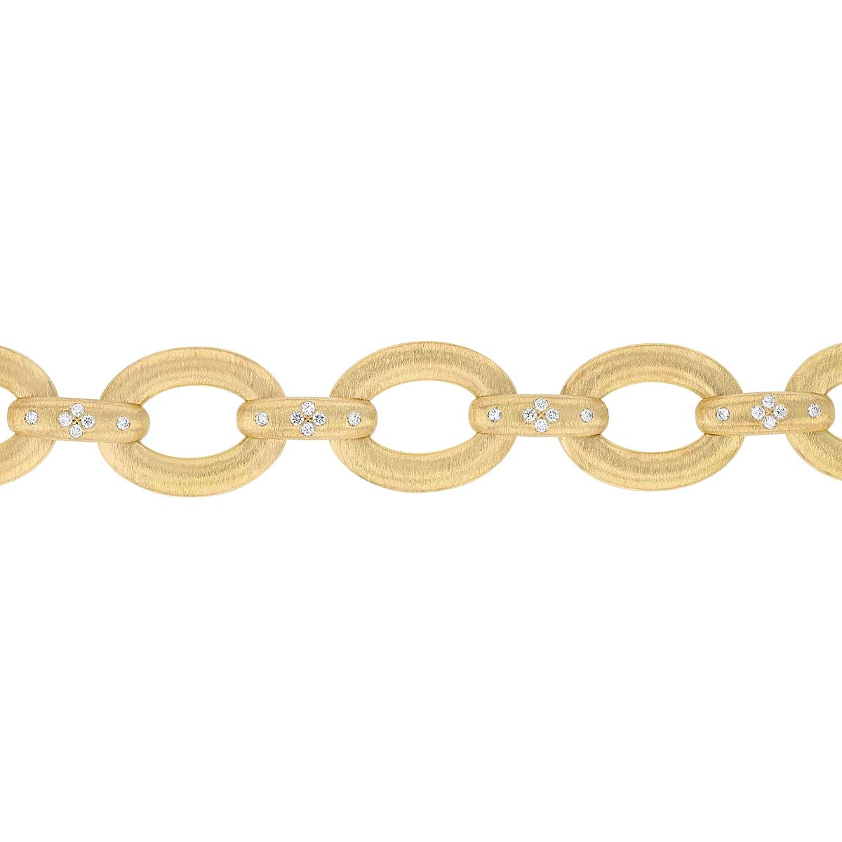 Roberto Coin Duchessa Satin Finish & Diamond Accent Oval Link Bracelet in Yellow Gold, 7