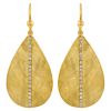 Marika Diamond Column Pear Shaped Dangle Earrings in Yellow Gold
