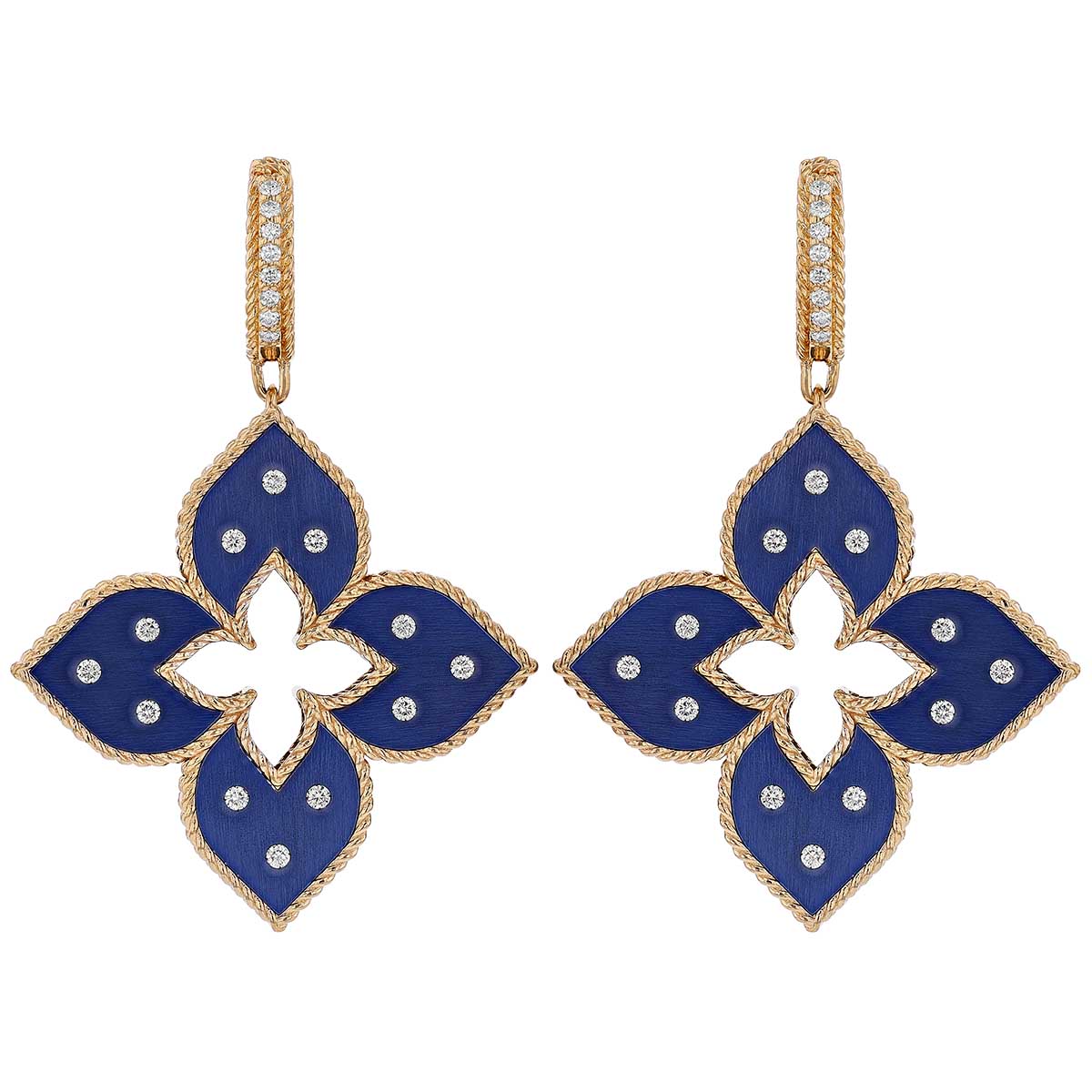 Roberto Coin Venetian Princess Diamond & Blue Titanium Dangle Earrings in Rose Gold