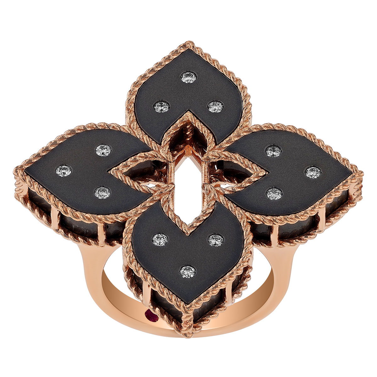 Roberto Coin Venetian Princess Diamond Grey Titanium Flower Ring