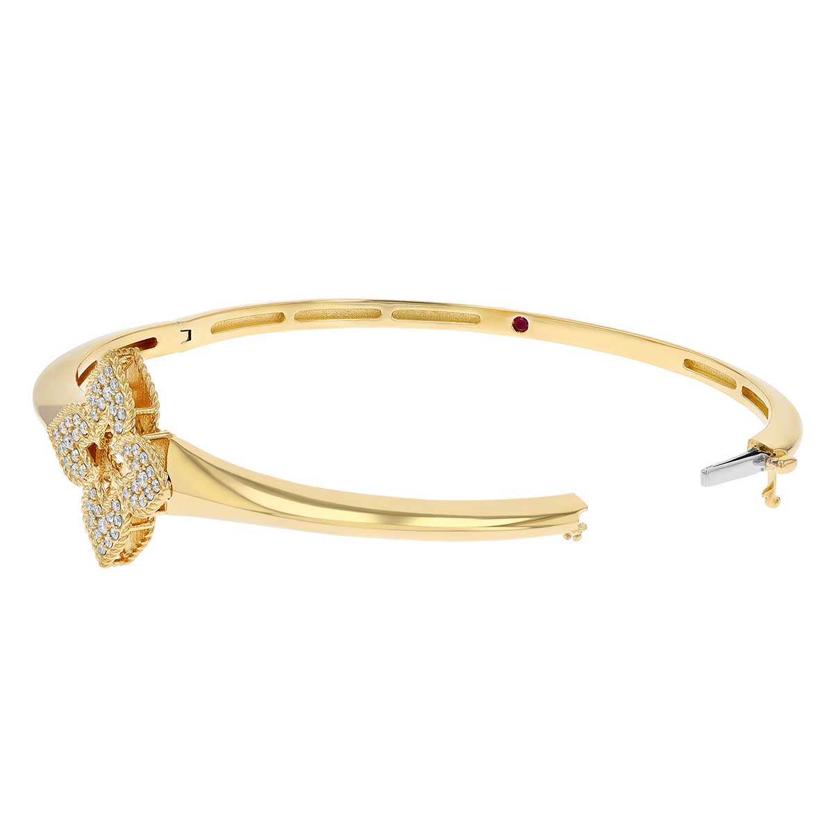 Roberto Coin Venetian Princess Diamond Pavé Flower Bangle Bracelet in Yellow Gold