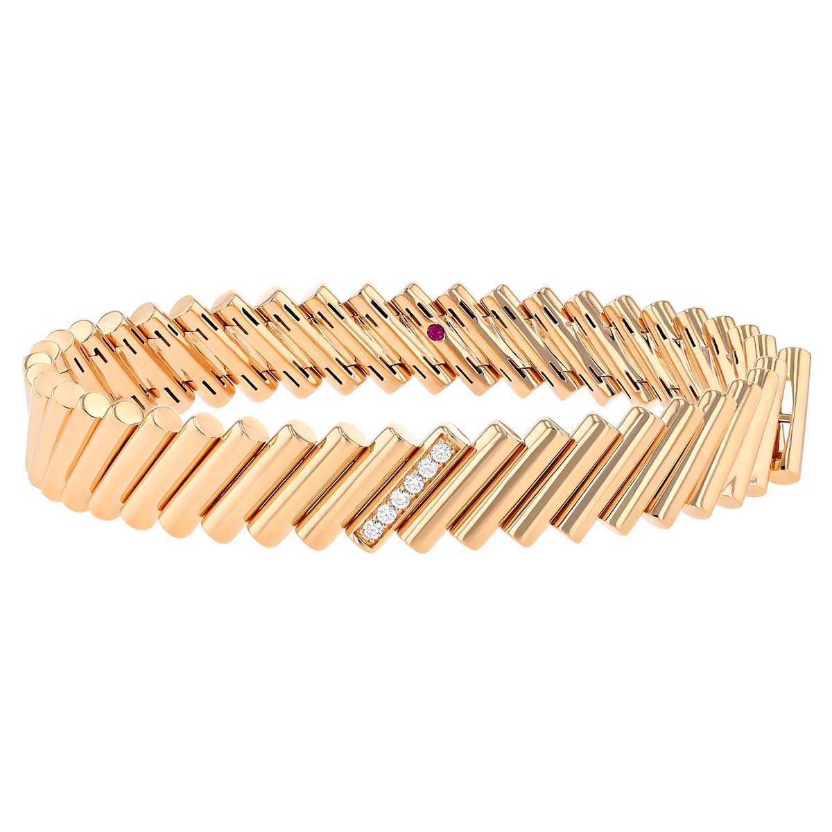 Roberto Coin Diamond Slanted Bar Bracelet in Rose Gold